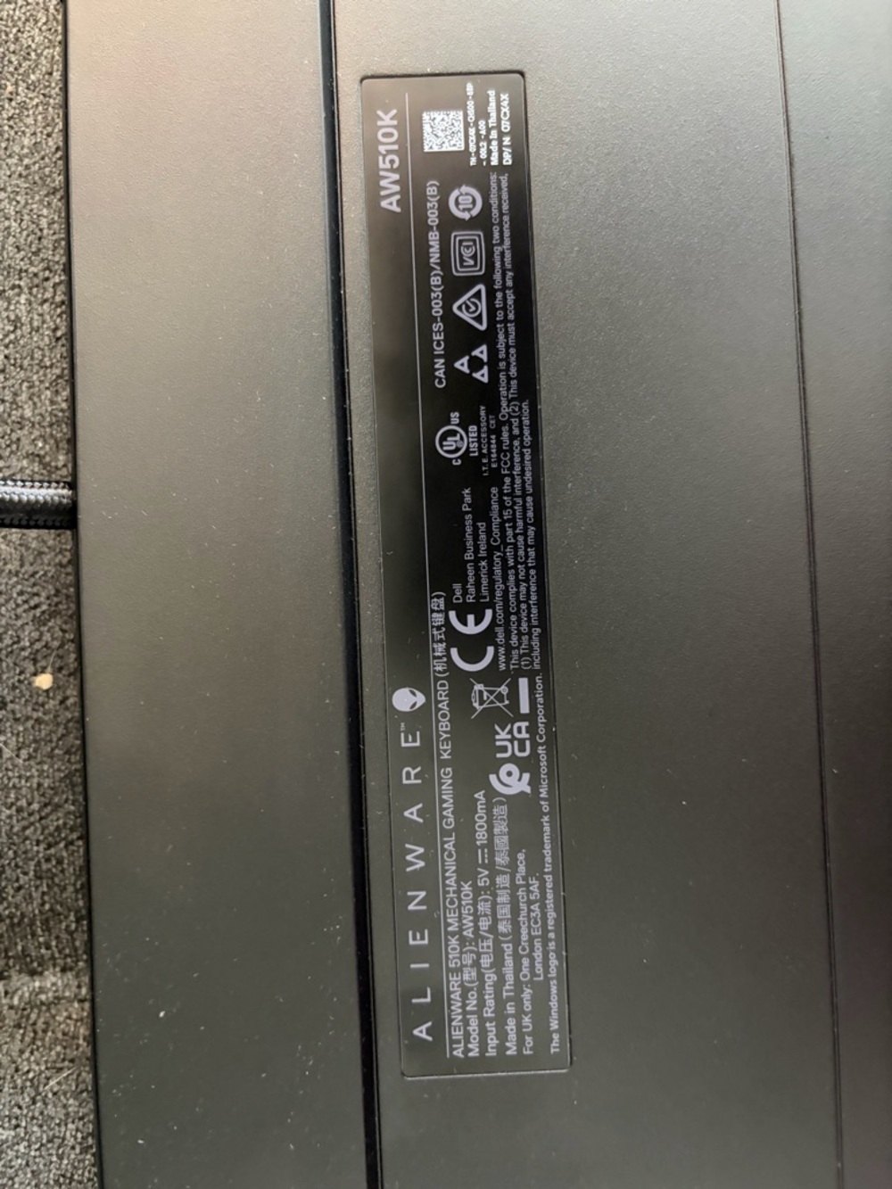 Alienware Low Profile 510K Mechanical Full Sized Keyboard - Picture 9 of 9